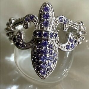 Bomb Party THE STERLING CLUB RBP2592 Fleur De Lis size 9 NEW Lavender CZ